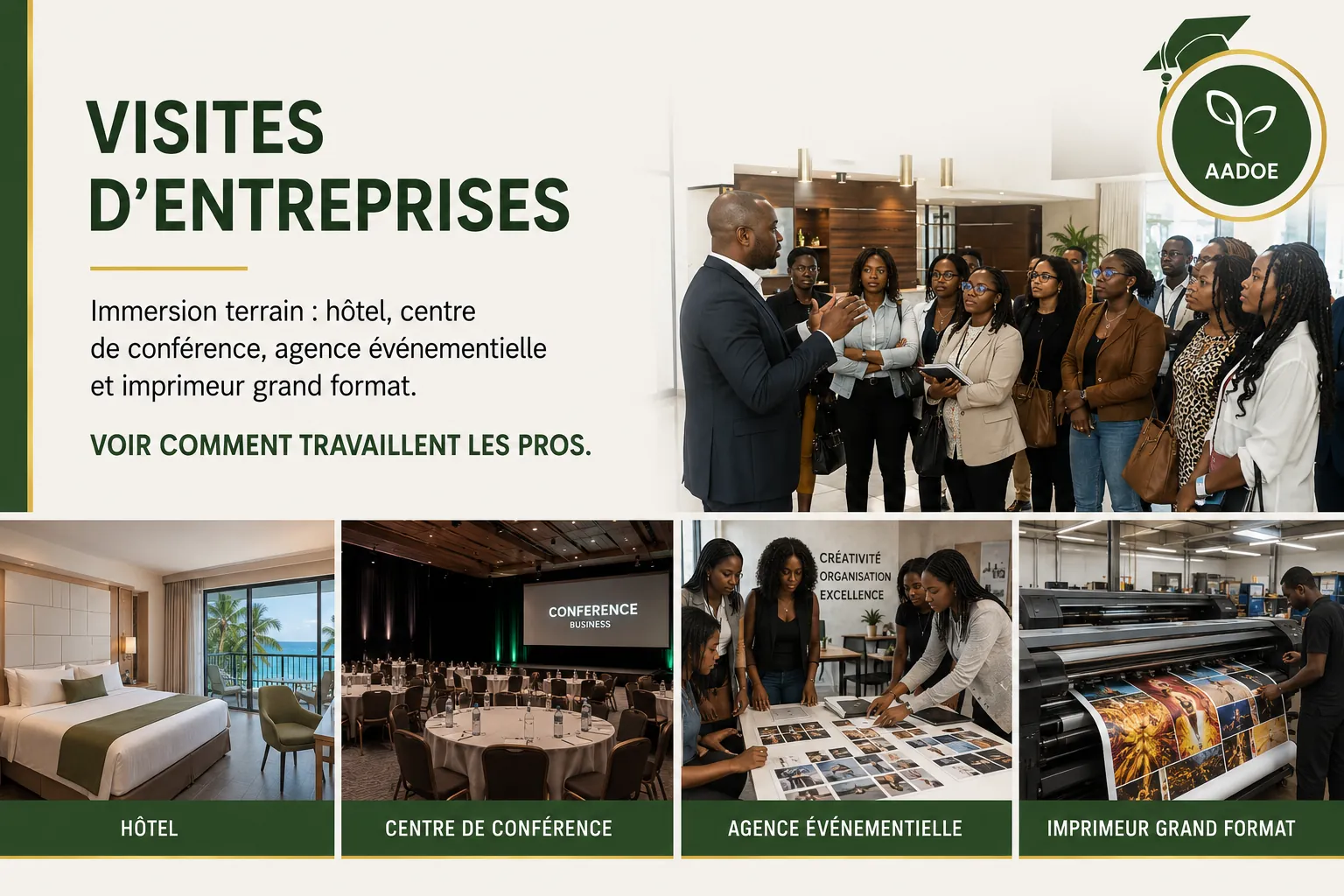 Visites d'entreprises : hôtel, centre de conférence, agence événementielle, imprimeur grand format